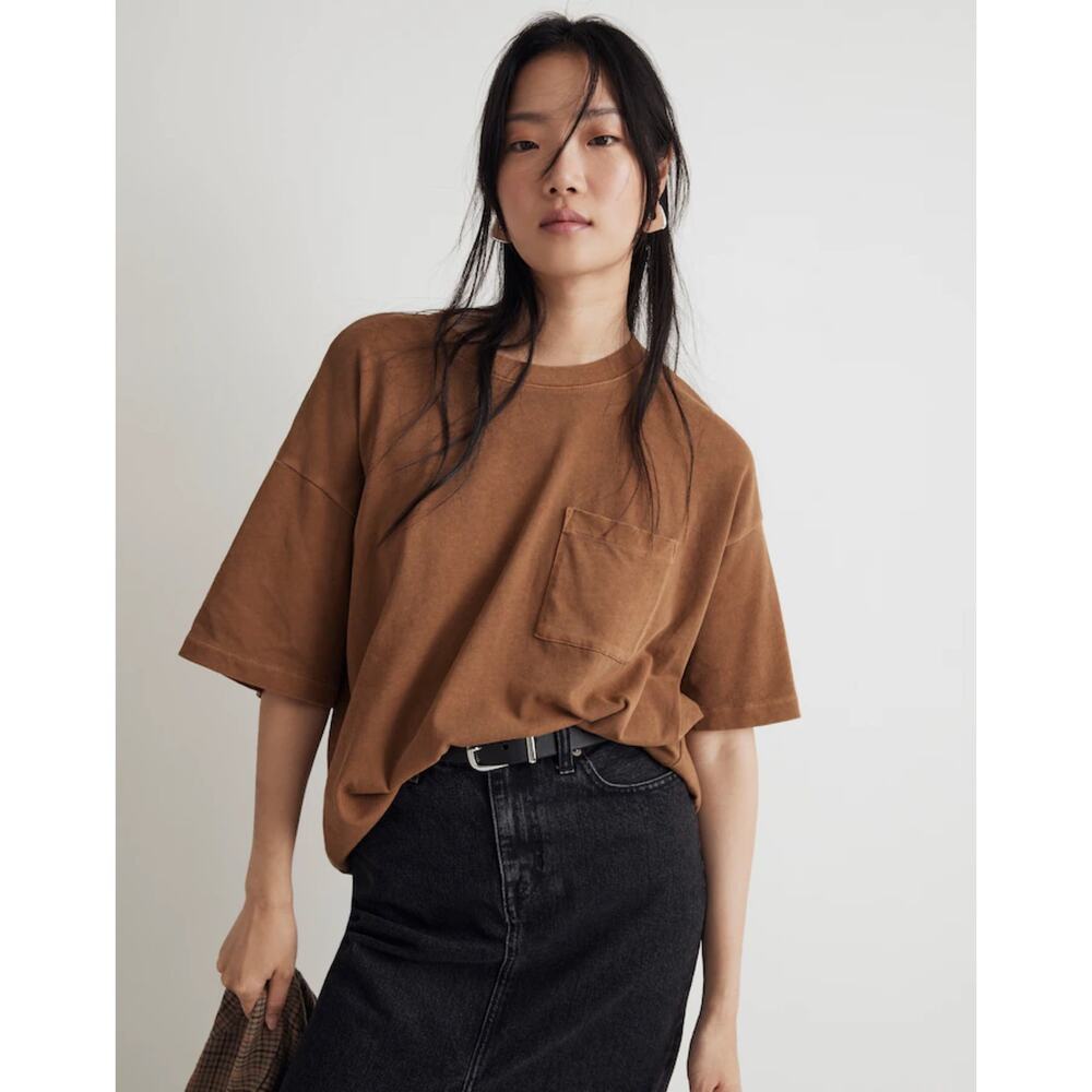 New Madewell Garment-Dyed Oversized Pocket Tee in Dried Cedar Women's Size S